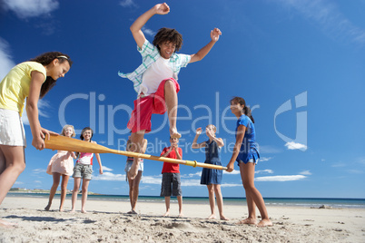 Teenagers having fun on beach