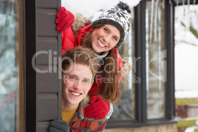 Young couple in snow