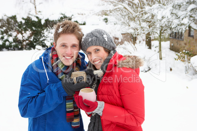 Young couple in snow