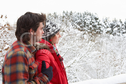 Young couple in snow