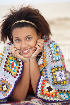 Portrait teenage girl on beach