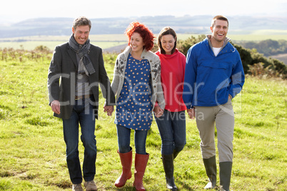 Couples on country walk