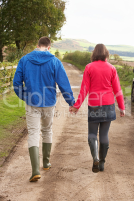 Couple on country walk