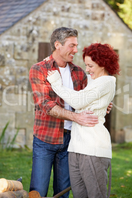 Couple in country garden