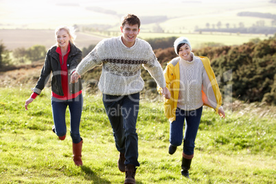 Young friends on country walk