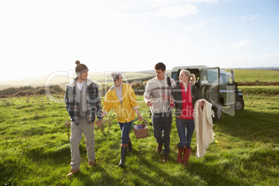 Young couples going for picnic