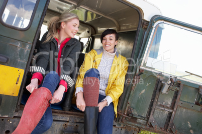 Young women in the country