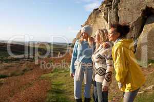 Young women on country walk