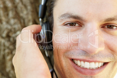 Young man listening music