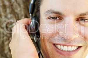 Young man listening music
