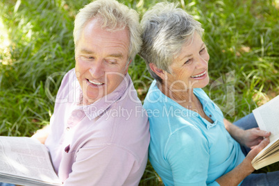 Portrait of senior couple reading