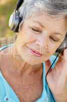 Senior woman with headphone