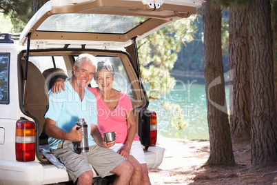 Senior couple on country picnic