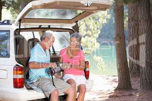 Senior couple on country picnic