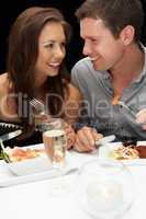 Young couple in restaurant