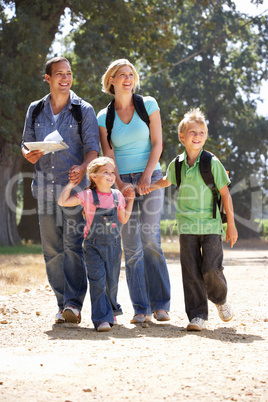 Young family on country walk