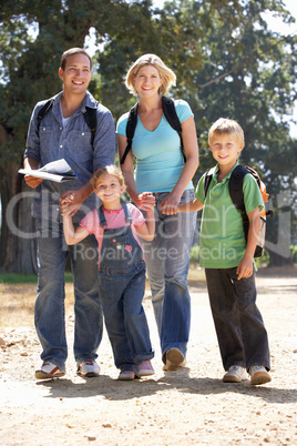 Young family on country walk