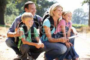 Young family on country walk