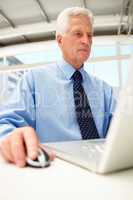 Senior businessman using laptop