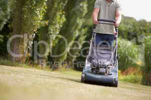 Man mowing lawn