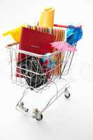 Trolley full of items for holiday