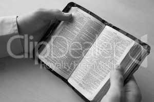 Young man reading bible