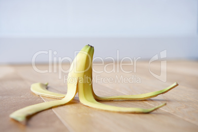 Banana skin on floor