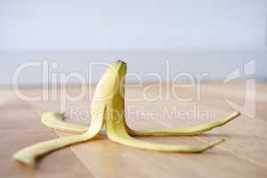 Banana skin on floor