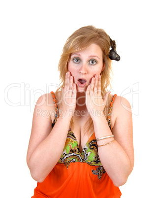 Surprised teen girl.