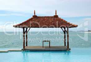 Traditional style hut at the sea view swimming pool, Bentota, Sr