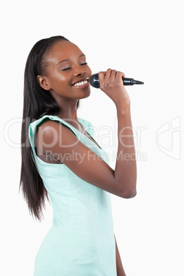 Smiling young female singer