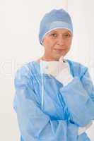 Senior surgeon female with operation clothes mask