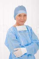 Senior surgeon female with operation clothes mask