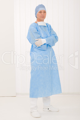 Senior surgeon female with operation clothes mask