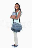 Side view of young female student ready for class