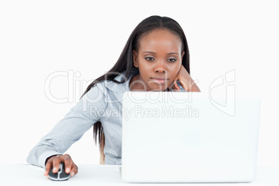 Businesswoman using a notebook