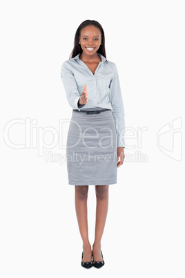 Portrait of a businesswoman giving her hand