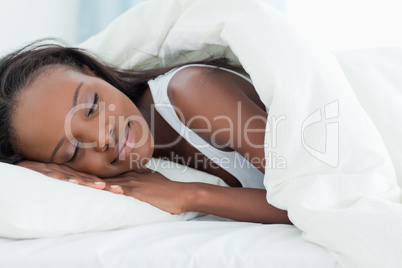 Happy woman sleeping