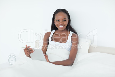 Young woman using a tablet computer