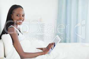 Beautiful woman using a tablet computer