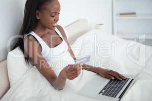 Woman using online banking