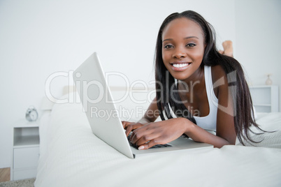 Woman chatting with her laptop