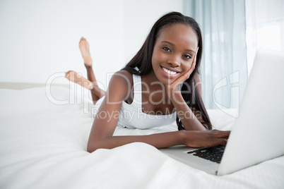 Woman using her notebook