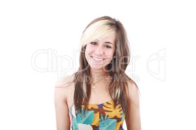 Portrait of a beautiful teenager girl with long  hairs - isolate