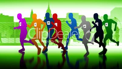 Colourful runners. Silhouettes of running people.