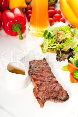 juicy BBQ grilled rib eye ,ribeye steak and vegetables