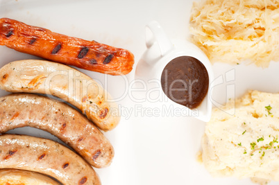 selection of all main type of german wurstel saussages