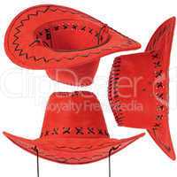 Set of red cowboy hat