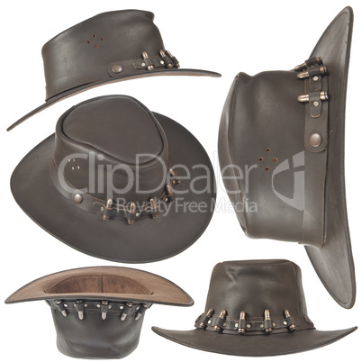 Set of brown cowboy hat