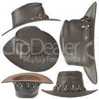 Set of brown cowboy hat